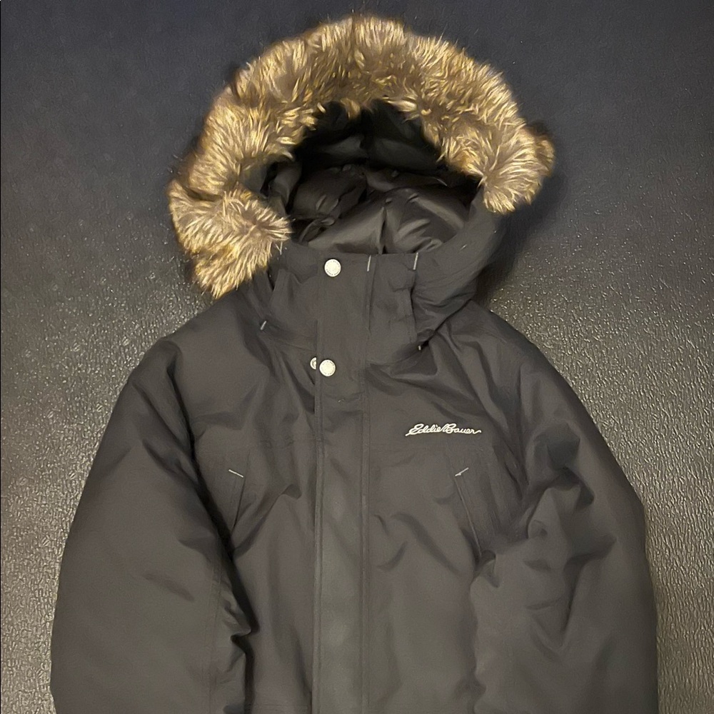 Eddie Bauer Down Stadium Parka Hooded Puffer Down Men's Jacket, pre-owned